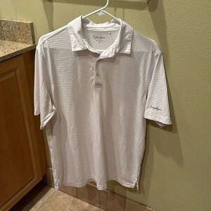 Walter Hagen Men's white shirt with silver stripes. Casual collared shirt